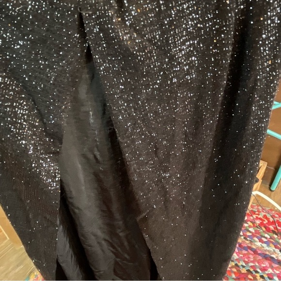 Evening Dress Black Glitter One Shoulder Gown Size S - Picture 5 of 8